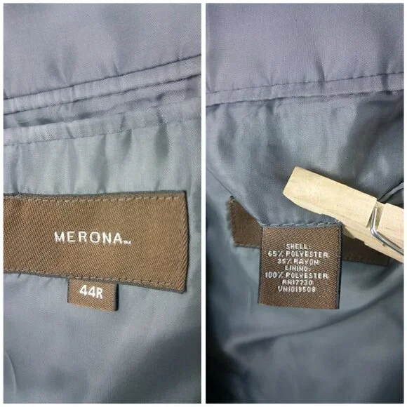 Merona 44R Gray Pinstripe Suit Blazer Sports Coat - Picture 7 of 8